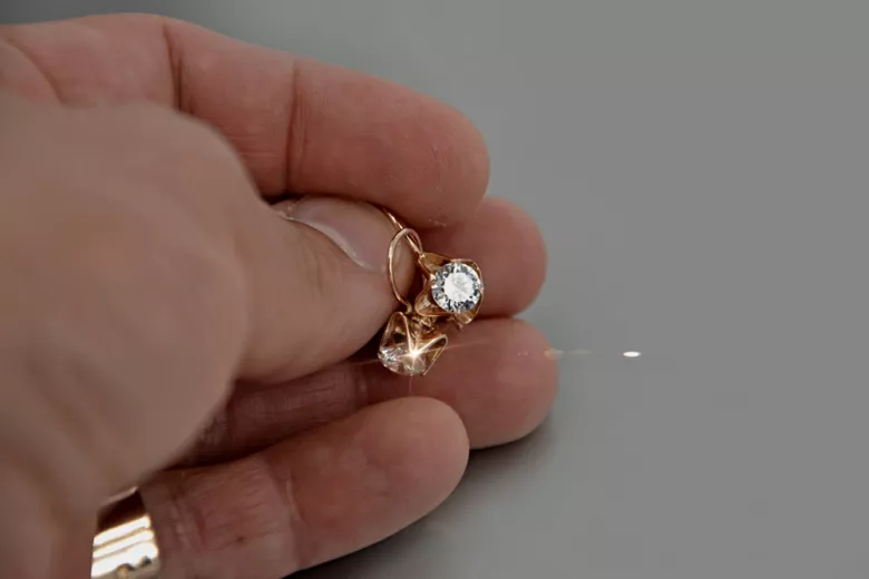 Zircon Original Vintage 14K Rose Gold Earrings Vintage vec142r